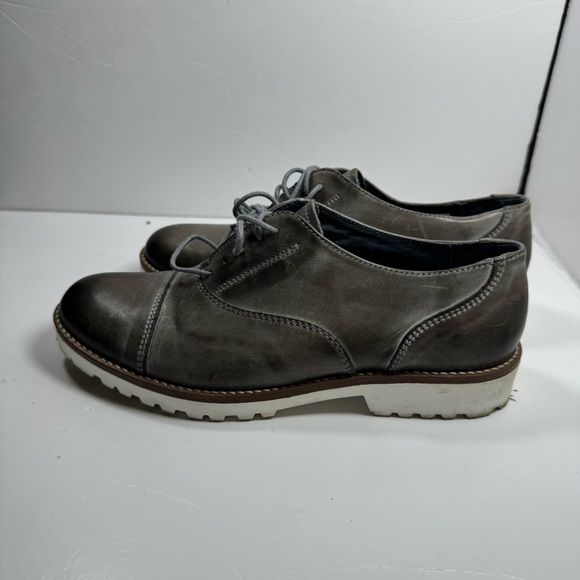 Romano Sicari Gray Leather Oxford Shoes Sz 38 7.5 Women Made in Italy Academia - Picture 4 of 13